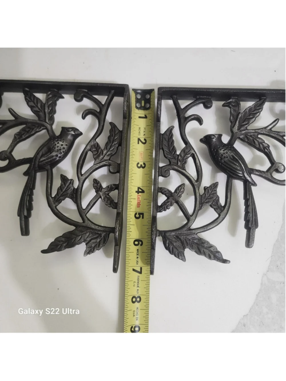 Bird Shelf Brackets with Vines Cast Iron Pair Rustic Farmhouse